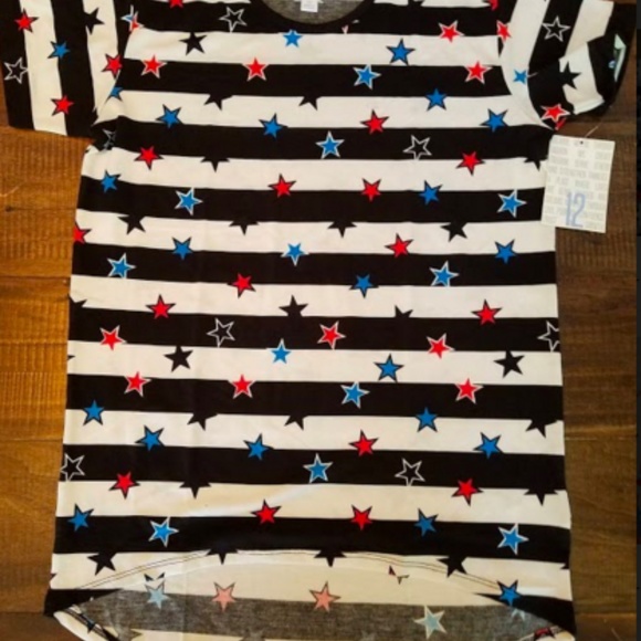 LuLaRoe Gracie Kids Tunic Striped Stars NEW - Picture 2 of 2